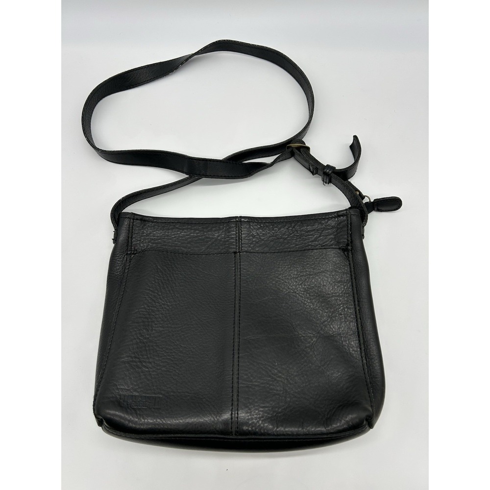 Duluth‎ Trading Co Lifetime Leather Sling Crossbody Bag Black Pebbled Purse
